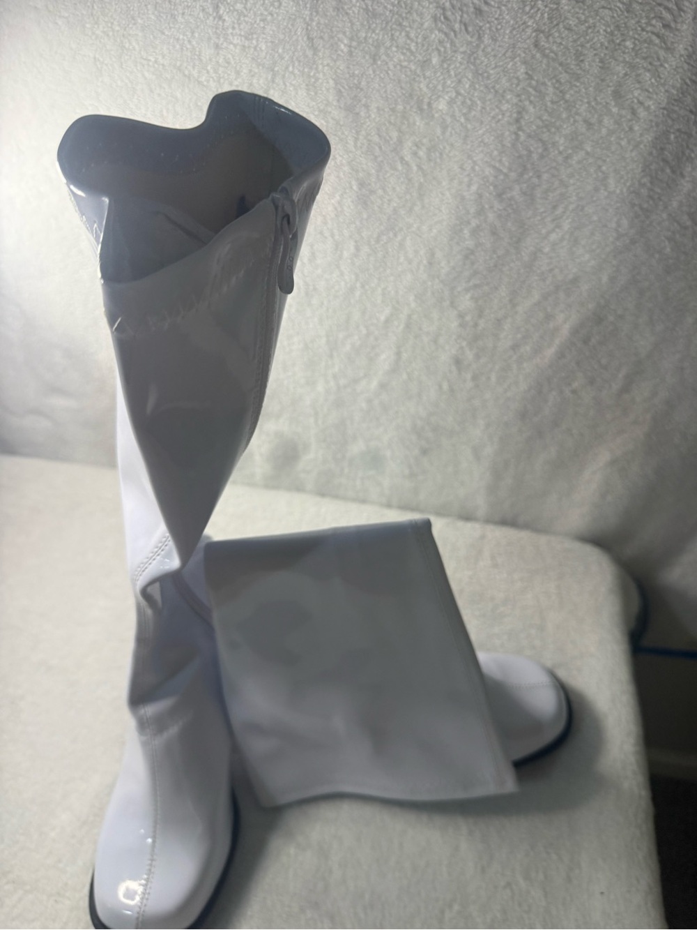 White Patent Knee-High Women’s Boots